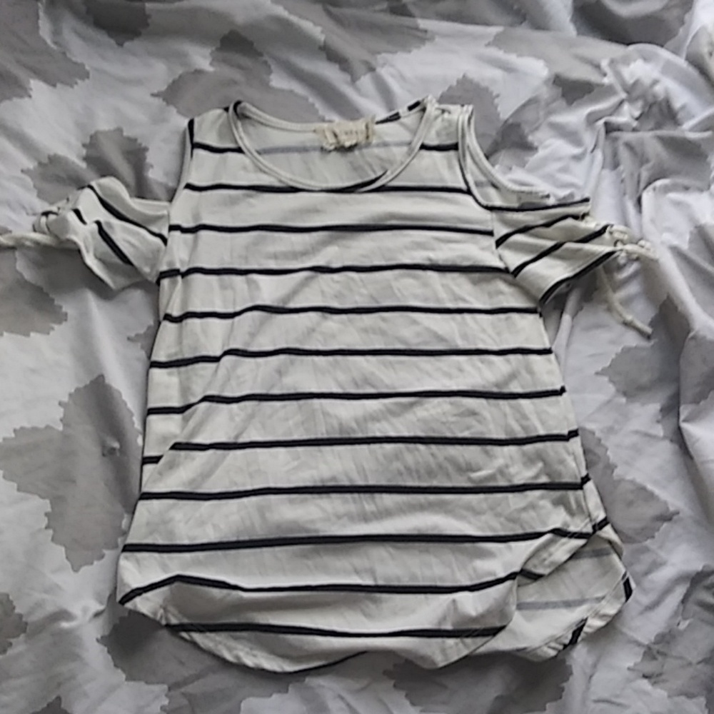An off the shoulder t shirt